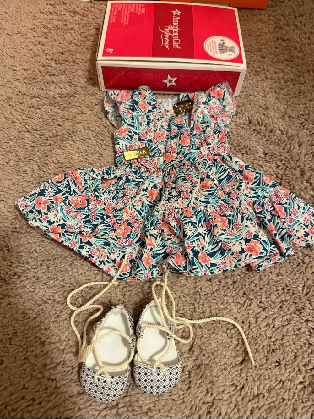 American Girl Nanea School Outfit. Sundress with Patterned Shoes